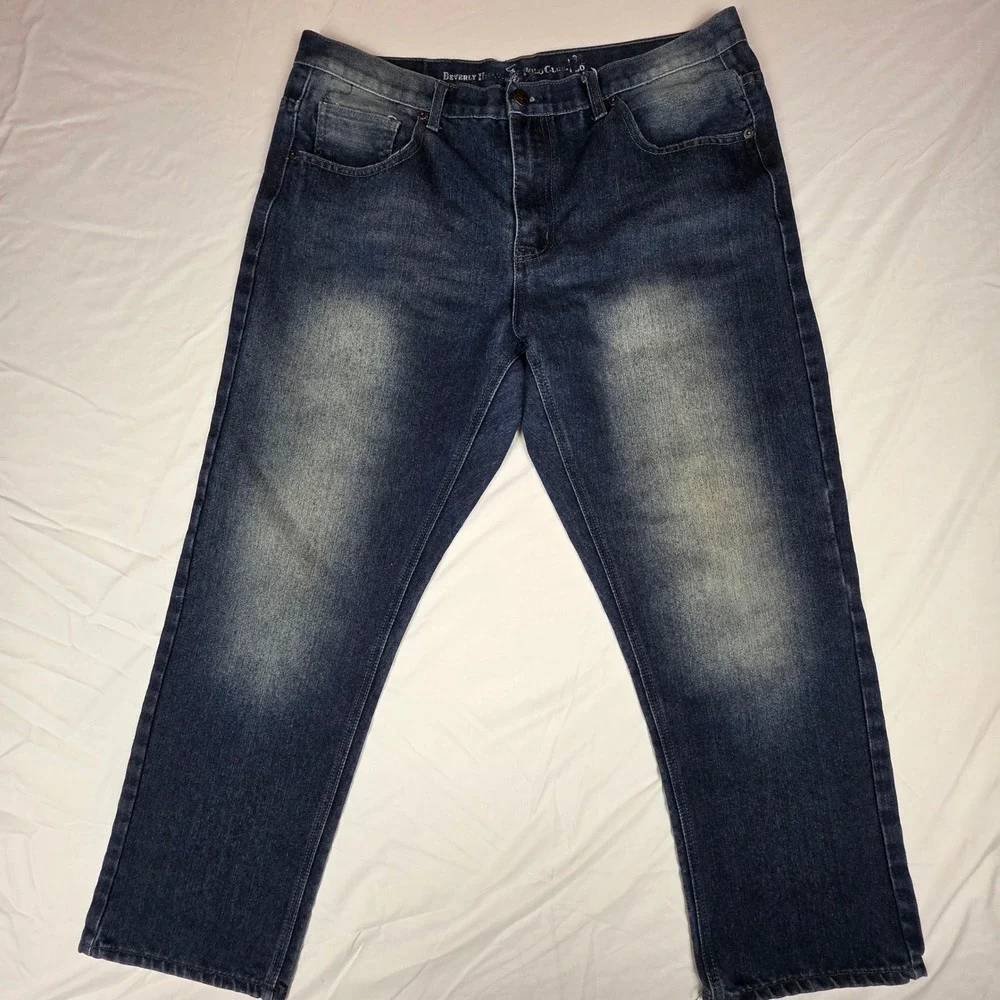 Beverly Hills Polo Club Mens Straight Leg Jeans Dark Wash Blue Denim 36x29